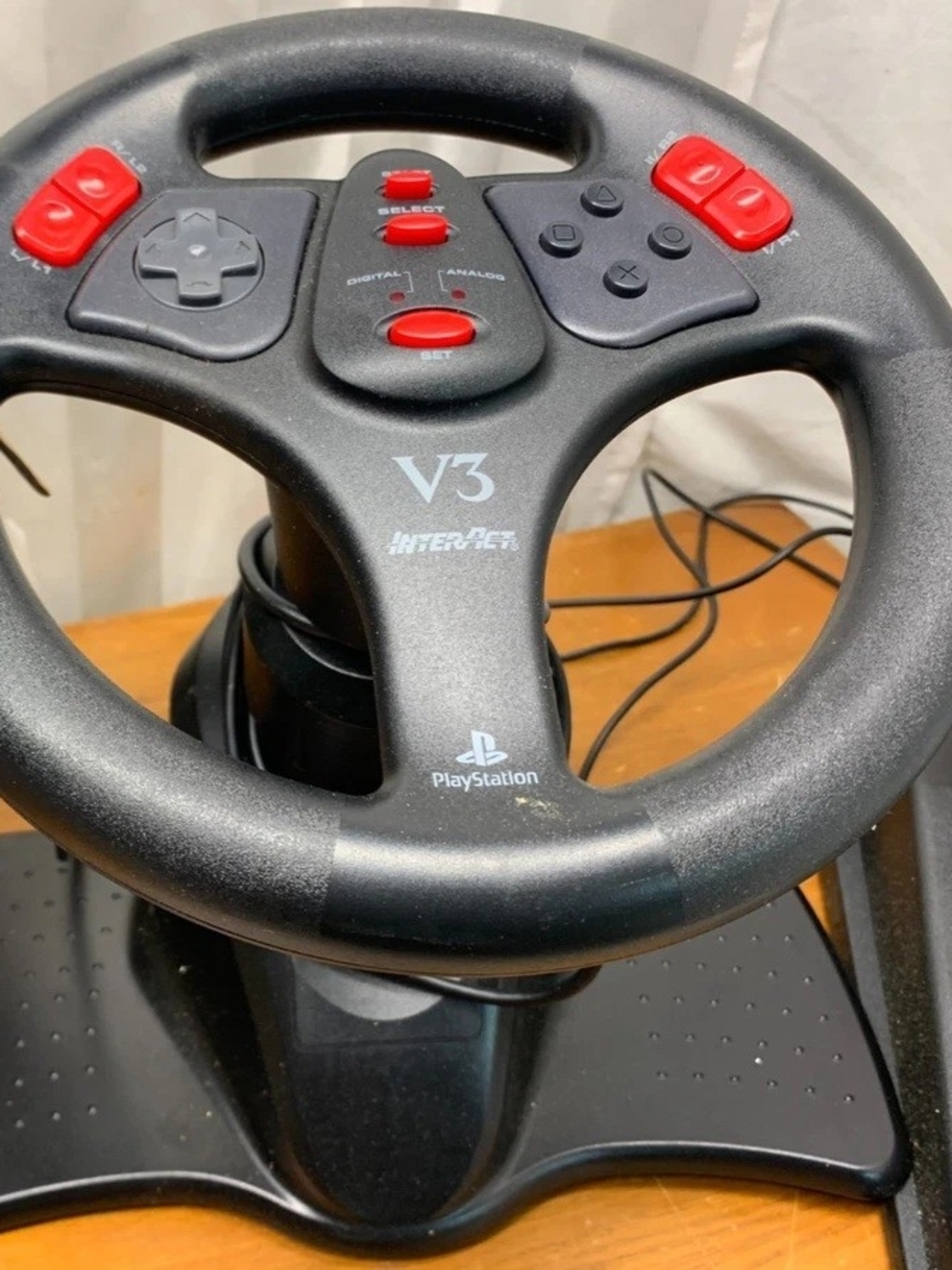 Sony PlayStation V3 Racing Wheel Controller - Black with Red Buttons